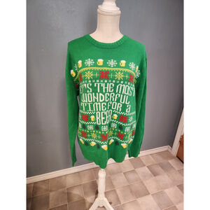 Holiday Time Ugly Christmas sweater Its the most wonderful time for a beer green